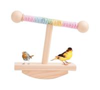 Support pour perchoir à oiseaux - Table en bois - Balançoire - Jouet d'enrichissement des énigmes - Mot-clé à longue queue - Exercices pour animaux de compagnie pour perruches, cockatiels, conures