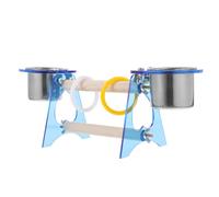 Support pour Perroquet en Acrylique avec Perchoir et Deux Coupelles | Bois et Acier Inoxydable, Usage en Cage Table, pour Conures et Oiseaux Apprivoisés Couleur Aléatoire