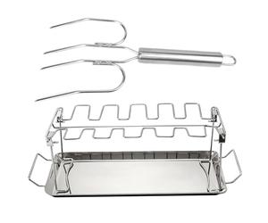 Support pour pieds de poulet, support pour baguettes avec fourchette à dinde, support de rôtissoire en acier inoxydable, accessoires de camping, pique-nique, hayon de jardin, outil de cuisson pour