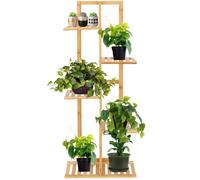 SPRINGOS Support de fleurs escalier en bambou 5 niveaux escalier, Naturel, Multi-Level 40 x 20 x 102 cm