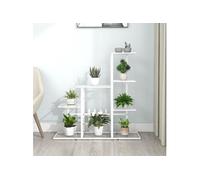 vidaXL Support pour plantes - Étagère à fleurs en métal 94,5x25x88 cm Blanc
