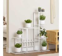 vidaXL Support pour Plantes Etagère à Fleurs Etagère de Présentation de Plantes Terrasse Patio Extérieur Salon 94,5x25x88 cm Blanc Métal