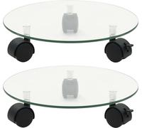 Support pour plantes avec roulettes 2 pièces verre dur 28 cm rond
