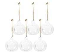 Support pour Plantes de Boule en Verre Suspendu 6 Pièces | Bouteille Transparente, Corde Incluse, pour Micro Paysage DIY au Bureau, Décor Facile à Suspendre
