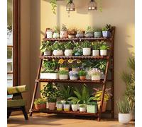 Support pour plantes d'extérieur, échelle en bambou à 4 niveaux, pliable, 99,8 cm de large, idéal pour le salon, le balcon, le jardin, étagère à fleurs peu encombrante, affichage élégant pour plantes