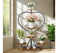Support pour plantes d'intérieur en bois, Support en métal, 5 niveaux Étagère à fleurs, Escalier pour plantes d'intérieur Coin de chambre Salon Balcon Terrasse Description :Ce grand bac à plantes à pl
