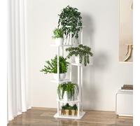 Support pour plantes d'intérieur et d'extérieur pour plusieurs plantes, support multifonction pour plantes, convient pour le salon, la salle de bain, le balcon (6 niveaux, blanc)