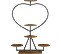 Support pour plantes en forme de cœur, affichage à 5 étages, design stable en MDF et métal, brun