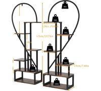 Support pour plantes en forme de cœur, design 6 animaux, construction robuste en MDF et métal, noir