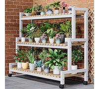 Support pour plantes en métal, étagère échelle intérieure et extérieure avec étagères en acier et bois, affichage d'angle pour balcon, terrasse, jardin, salon - Décoration élégante et économiseur