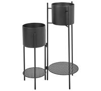 Support pour Plantes en Métal Pot de Fleurs Intérieur Rond Noir Ulmus