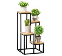 Outsunny Porte-plantes Style industriel 4 étagères - 34x34x66 cm - Métal sapin verni