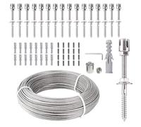 Support pour Plantes Grimpantes,Kit Palissage Plantes Grimpantes,18m,Système Professionnel Complet,Comprend Les Supports Muraux Et Le Câble en Acier De 3 mm (12 Supports,18 Mètres De Câble)