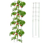 Support Pour Plantes Grimpantes, Lot De 2, Jardin Et Balcon, 150 Cm, 5 Anneaux, Fer Et Plastique, Vert - Relaxdays