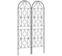 Outsunny Support pour Plantes grimpantes avec Motif irrégulier, Lot de 2, Treillis de Jardin, pour légumes, vignes, Fleurs, en métal, 50 x 180 cm, Noir