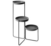 Support pour Plantes Pot de fleurs d'Intérieur Rond 21 x 42 x 60cm en Métal Noir