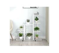 Vidaxl Support Pour Plantes Sur Roues 94,5x25x92,5 Cm Blanc Métal Blanc
