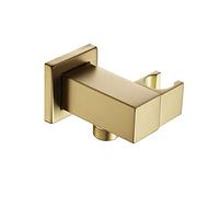 Support pour pomme de douche, Support de pommeau de douche en laiton doré brossé, rotation à 360°, raccord 1/2", carré/rond, lot de 2(Square)
