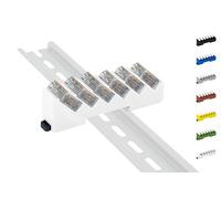 Support pour rail DIN pour 6 bornes Wago/pinces à levier 221-412/413 (les bornes Wago ne sont pas incluses !) (Blanc)