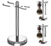 Support Pour Rasoir Et Blaireau,Support De Luxe En Acier Inoxydable Pour Blaireau De Rasage,Organiseur De Salle De Bain,Support Pour Rasoir Compatible Avec Merkur 23C (Argent)