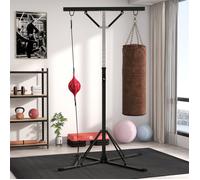 Support pour sac de frappe - Réglable 175-220 cm - Avec speedball - Cadre métal - Stable 60 kg