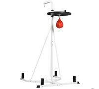 Support pour sac de frappe sur pieds autoportant 2-1 - HOMCOM - poire de vitesse - hauteur de plaque ronde réglable - acier - blanc