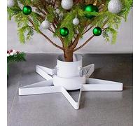 Support pour Sapin de Noël Blanc, Métal, Forme d'Étoile, Stabilité Optimale, Réservoir d'eau, Pied de Sapin, Socle pour Sapin de Noël, Décoration Noëls Sapin, 47x47x13.5 cm