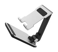 Support pour Tablette Pliable Réglable en Aluminium Argenté | Angle Ajustable, Hauteur Modulable, Plastique et Silicone, Stabilité Optimisée