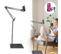 Support pour Tablette, Support de Tablette réglable, support de téléphone universel pour lit, support de téléphone portable en métal compatible avec iPad, Galaxy Tab, Kindle, Switch 4-12.9" - Noir