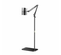 Support pour Tablette, Support Tablette de Pied sur Sol avec Bras Articulé Réglable, Support de téléphone Rotatif à 360 ° pour Tablette, Support de Tablette Universel Rotatif Métal(Color:noir)