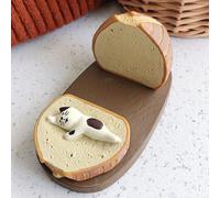 Support pour tablette Toast en résine Mignon Support pour téléphone portable de bureau pour regarder des drames Support pour chat Toast rond