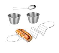 Support pour Taco, support pour taco, cuillère à sauce, support pour taco, en acier inoxydable, ensemble polyvalent pour barre de taco, câble, résistant à la chaleur, adapté à la grille, ensemble pour