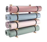 Support pour tapis de yoga Support de tapis de yoga en bois massif Étagère murale for rouleau de massage en mousse Solution de rangement for studio de Pilates Support de tri en bois monté sur barrière