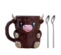 Support pour tasse à glace, support pour tasse à glace, porte-gobelet à glace Highland Cow, support mignon pour crème glacée avec fente pour cuillère, tiroir secret, réutilisable