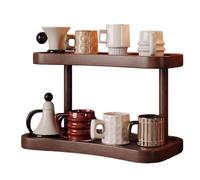 Support Pour Tasses À Café - Panneau En Bois Composite | Présentoir À Tasses | Organisateur D'étagères À 2 Niveaux | Stockage De Condiments De Café D'étagère De Comptoir De Cuisine En Bois, Support Mu