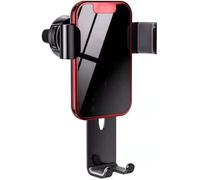 Support pour téléphone portable Rotation libre à 360 degrés Sortie d'air Stable Anti-dérapant Anti-choc Miroir lumineux Gravité Véhicule Rouge