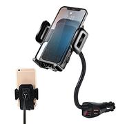 Support pour téléphone portable - Support pour smartphone 18 W, chargeur de voiture USB double | Support rotatif pour téléphone à 360 degrés avec lumière LED, support pour allume-cigare