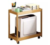 Support pour Tour D'ordinateur avec 4 roulettes, Support pour Unité Centrale À 2 Niveaux en Bambou sous Le Bureau, Chariot pour PC, Rehausseur D'ordinateur(Beige)