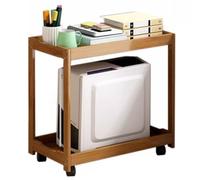 Support pour Tour D'ordinateur avec 4 roulettes, Support pour Unité Centrale À 2 Niveaux en Bambou sous Le Bureau, Chariot pour PC, Rehausseur D'ordinateur(Brown)