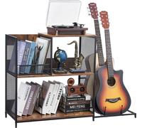 Support pour tourne-disque à 3 niveaux avec support pour guitare VEVOR, support pour disques vinyles avec rangement pour jusqu'à 300 albums, armoire à disques vinyles