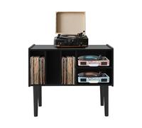 Support pour tourne-disque avec stockage, armoire de rangement en vinyle, support pour disques vinyles, charge maximale 45 kg, pour salon, chambre à coucher, 80 x 40 x 82,6 cm, noir