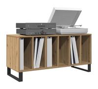 Support pour Tourne-Disque, Porte-disques Présentoir Meuble de Rangement pour Disques Vinyles avec étagère chêne Artisanal 100 x 38 x 48 cm