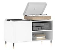 Support pour Tourne-Disque, Porte-disques Présentoir Meuble de Rangement pour Disques Vinyles Blanc 85x38x48 cm Bois d'ingénierie