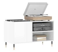 Support pour Tourne-Disque, Porte-disques Présentoir Meuble de Rangement pour Disques Vinyles Blanc Brillant 85x38x48 cm Bois d'ingénierie