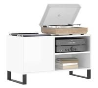 Support pour Tourne-Disque, Porte-disques Présentoir Meuble de Rangement pour Disques Vinyles Blanc Brillant 85x38x48 cm Bois d'ingénierie