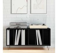 Support pour Tourne-Disque, Porte-disques Présentoir Meuble de Rangement pour Disques Vinyles Chêne Noir 100 x 38 x 48 cm Bois d'ingénierie