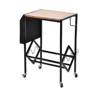Support pour tourne-disque rétro - Rangement de table pour tourne-disques, disques du milieu du siècle, fer + bois | Armoire à disques avec étagère d'affichage pour studio, stockage de