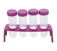 Support pour Tubes à Essai à 4 Trous en Plastique pour Laboratoire | Tubes Gradués Marqués, Rangement Stable des Échantillons, pour Étudiants et Démonstrations Scientifiques