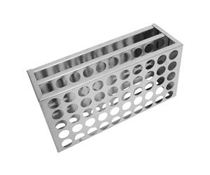 Support pour Tubes à Essai de Laboratoire 50 Trous en Acier Inoxydable | Organisation Compacte, Structure Solide, Argenté, pour Essais et Manipulation de Tubes, Usage Laboratoire