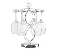 Support pour vin - 26 x 26 x 34 cm - Étagère en métal avec 6 crochets | Organiseur de séchage de vin | Présentoir élégant pour cuisine, bar, salle à manger, comptoir, restaurant, usage domestique |